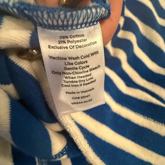 NWOT Talbots Blue/White Striped Short Sleeve Terrycloth Tee Size Small - Picture 9 of 9